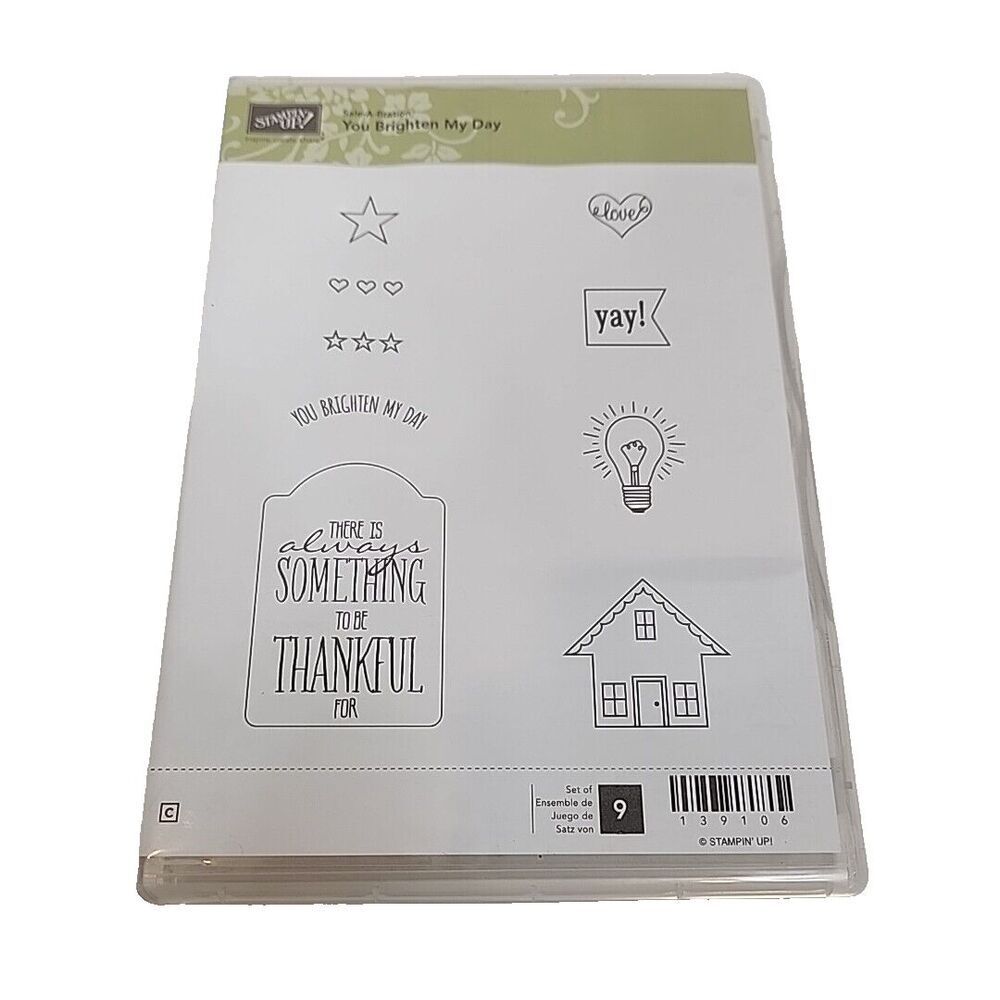 Stampin' Up! Stamp‎ Set YOU BRIGHTEN MY DAY Set of 9 139106 Thankful Star Heart